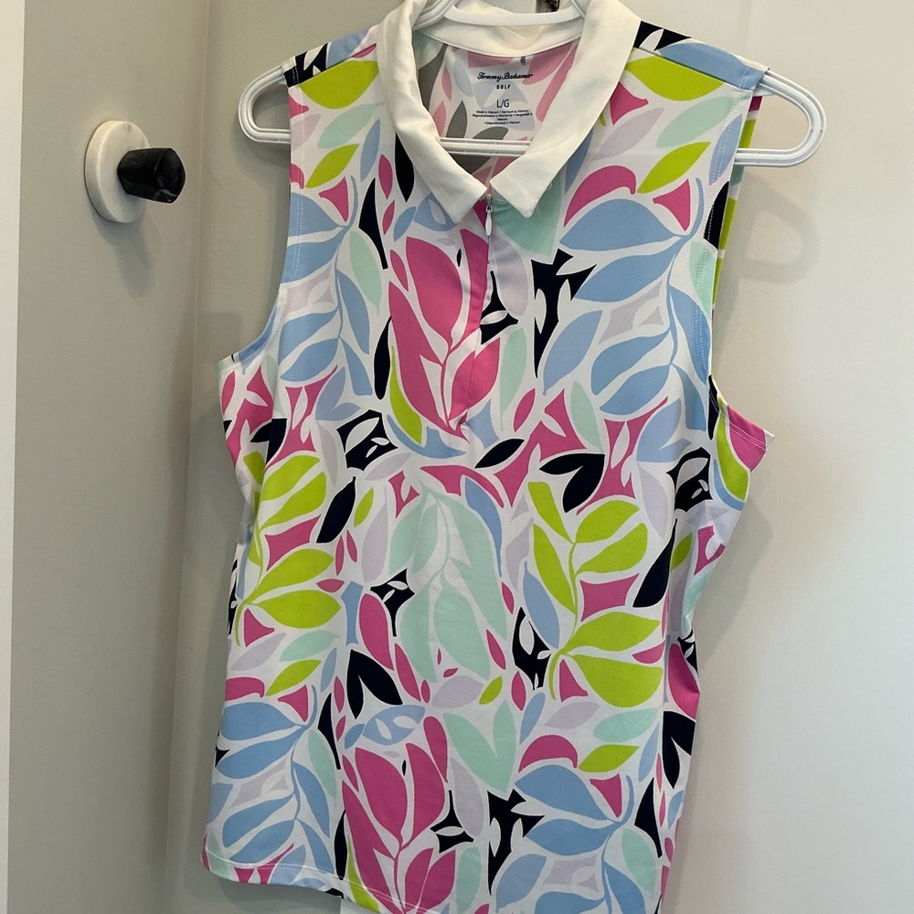 Tommy Bahama Colorful Sleeveless Collared Top